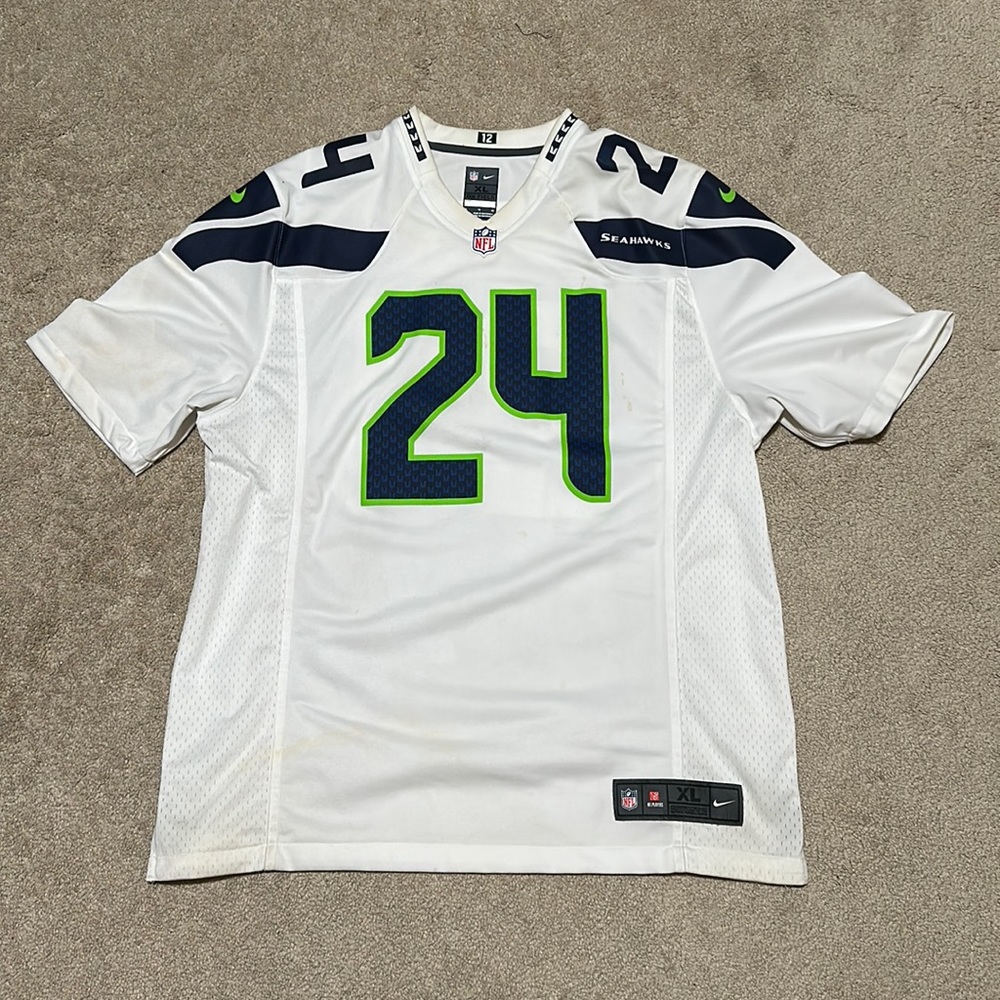 Seattle Seahawks #24 Lynch White Jersey